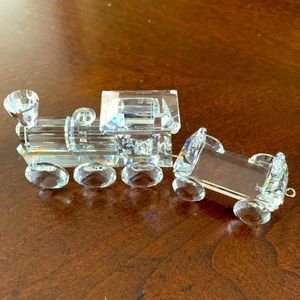 Swarovski crystal train locomotive and pull car